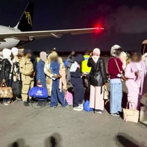 Nigerian migrants evacuated from Libya arrive at Murtala Muhammed International Airport in Lagos under an IOM-assisted voluntary return programme.
