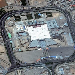 Satellite image of Jamkaran Mosque in Qom, Iran, as the US launches strikes following attacks on commercial vessels in the Strait of Hormuz.