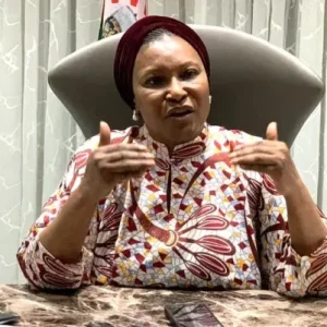 FCT Senator Ireti Kingibe speaking during an interview where she stated she never saw the report recommending Natasha Akpoti-Uduaghan’s suspension.