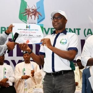 Seyi Makinde speaking at a political event in Ibadan after accepting APM presidential nomination for Nigeria’s 2027 election.