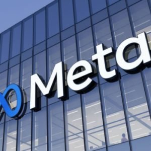 Meta logo displayed on a screen as the company criticises Australia’s proposed law requiring technology platforms to compensate news publishers.