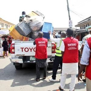 NAFDAC officials during an enforcement operation against counterfeit and substandard products in Nigeria.