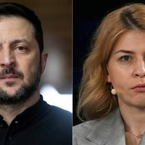 Ukrainian President Volodymyr Zelensky and former US ambassador Olga Stefanishyna following her dismissal amid Ukraine's diplomatic reshuffle.