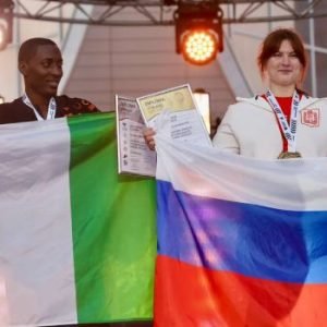 Nigerian software programmer Olaniran Taiwo Sikiru at the High-Tech Championship Final in Veliky Novgorod, Russia.