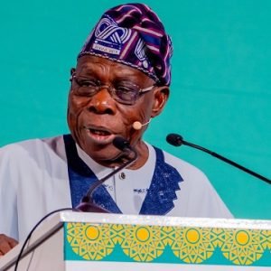 Olusegun Obasanjo speaking at the 2026 Goodluck Jonathan Foundation Democracy Dialogue in Bauchi.