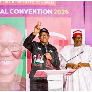 Peter Obi and Rabiu Kwankwaso, NDC presidential candidate and running mate, during 2027 election campaign preparations