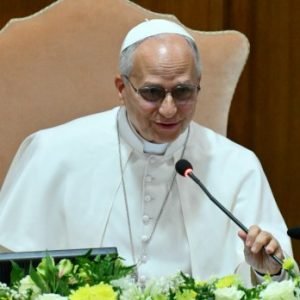 Pope Leo XIV presents the Magnifica Humanitas AI manifesto at the Vatican during a conference on artificial intelligence ethics.