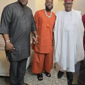 Prince Onwa Nwafor-Orizu, Davido, and Senate President Akpabio in strategic discussion on Nigeria’s development.