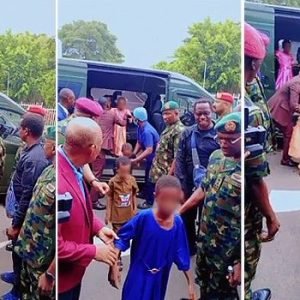 Governor Seyi Makinde receives rescued Oyo teachers and pupils abducted from Oriire schools during a handover ceremony in Ibadan.