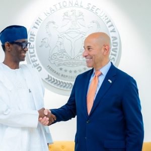 US Assistant Secretary of State for African Affairs Frank Garcia meets National Security Adviser Nuhu Ribadu during his official visit to Nigeria.