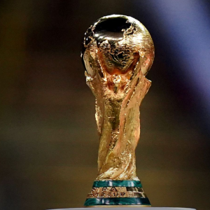 FIFA World Cup trophy representing the new football rules approved for the 2026 FIFA World Cup in the United States, Canada and Mexico.