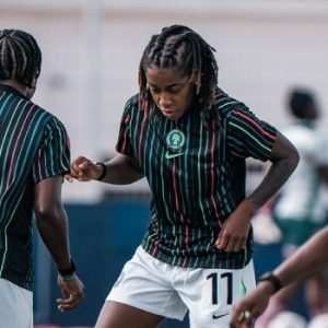 Nigeria’s Super Falcons players react after their 1-0 WAFCON quarter-final defeat to Cameroon in Casablanca.