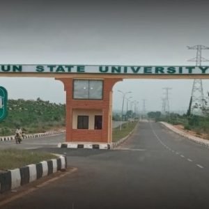 University of Osun students gather outside hostels after an alleged overnight raid by soldiers from the Osogbo Army Depot.
