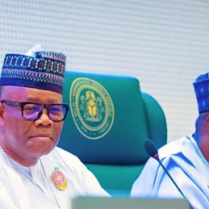 National Assembly leaders Godswill Akpabio and Tajudeen Abbas as Nigeria suspends legislative engagements with South Africa over xenophobic attacks