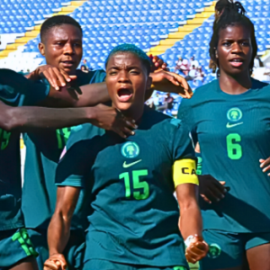 Nigeria's Super Falcons celebrate after scoring during a crucial WAFCON 2026 Group C match as they prepare for a decisive clash against Egypt.