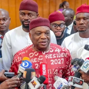 Senator Orji Kalu speaks to journalists while discussing President Bola Tinubu, the Catholic Church and the APC.