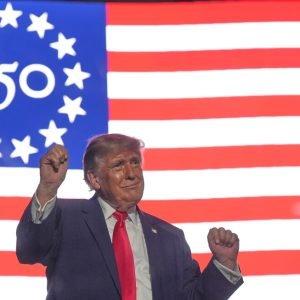 US President Donald Trump speaks during Independence Day celebrations at Mount Rushmore as America marks its 250th anniversary.