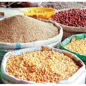 Food items including eggs, beans, rice and onions displayed in a Nigerian market as prices rise in March 2026.