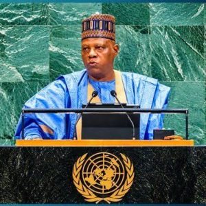 Vice President Kashim Shettima addresses the 81st UN General Assembly on behalf of President Bola Tinubu in New York.