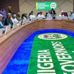 Nigeria Governors’ Forum meeting discussing minimum wage proposal of ₦100,000 for Nigerian workers amid inflation concerns.