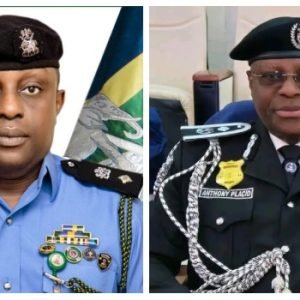 Anietie Iniedu and outgoing Force PRO Anthony Placid in a photo collage following the announcement of a leadership change in the Nigeria Police Force.