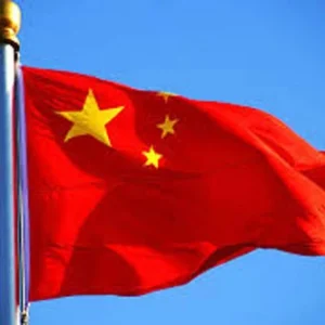 Chinese flag displayed in Shanghai amid reports of satellite imagery allegedly supplied to Iran.