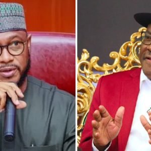 Zamfara Governor Dauda Lawal and FCT Minister Nyesom Wike in a composite image.